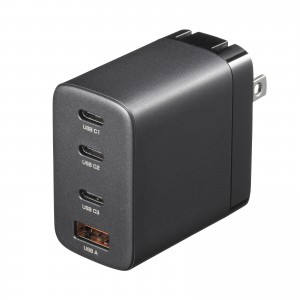 ACA-PD107BK / USB PD対応AC充電器（PD65W・C×3＋A×1）