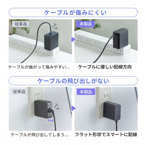ACA-PD110BK / USB PD対応AC充電器（PD65W・Type-Cケーブル一体型）
