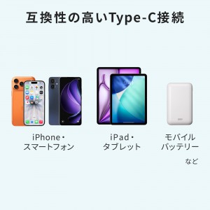 USB Type-C搭載のタブレット・スマートフォンを急速充電できる、 超