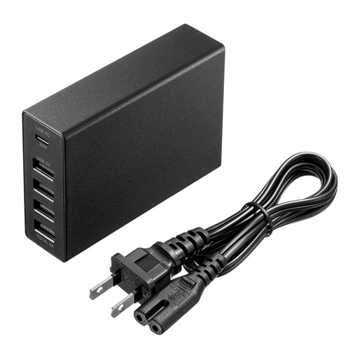 ACA-PD57BK / USB Power Delivery対応AC充電器（5ポート・合計60W・ブラック）