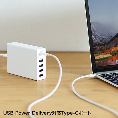 ACA-PD57W / USB Power Delivery対応AC充電器（5ポート・合計60W・ホワイト）