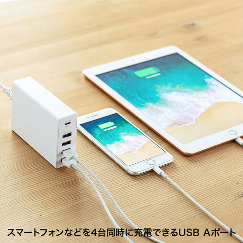 ACA-PD57W / USB Power Delivery対応AC充電器（5ポート・合計60W・ホワイト）