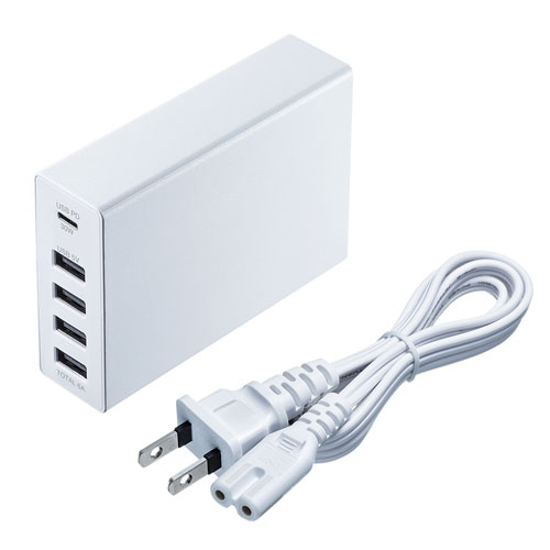 ACA-PD57W / USB Power Delivery対応AC充電器（5ポート・合計60W・ホワイト）