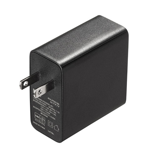 ACA-PD91BK / USB PD対応AC充電器（PD65W・Type-Cケーブル付き）
