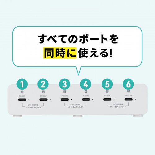 ACA-PD98【USB PD対応AC充電器(6ポート・合計72W)】タブレット ACA-PD98【USB PD対応AC充電器(6ポート・合計72W)】タブレット