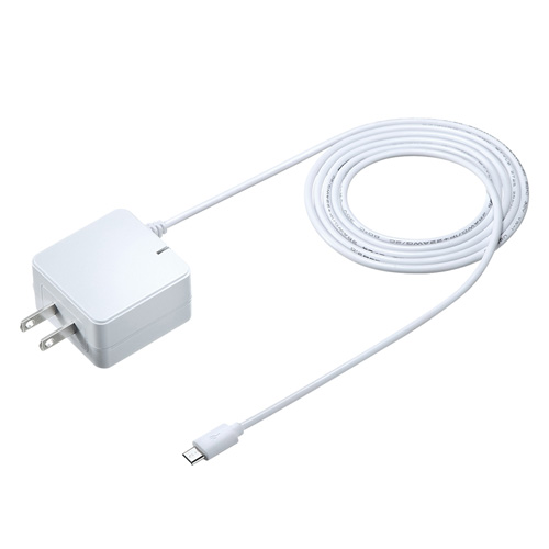 ACA-QC42MW / Quick Charge 2.0対応AC充電器（microUSBケーブル一体型・ホワイト・1.5m）