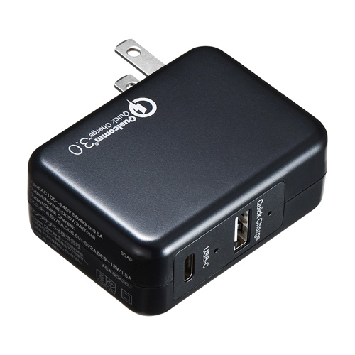 ACA-QC43CUBK / USB Type-Cポート搭載Quick Charge 3.0対応AC充電器（ブラック）