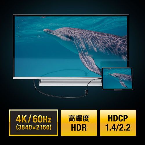 AD-ALCHDR02 / USB Type-C-HDMI変換アダプタ（4K/60Hz/HDR対応）