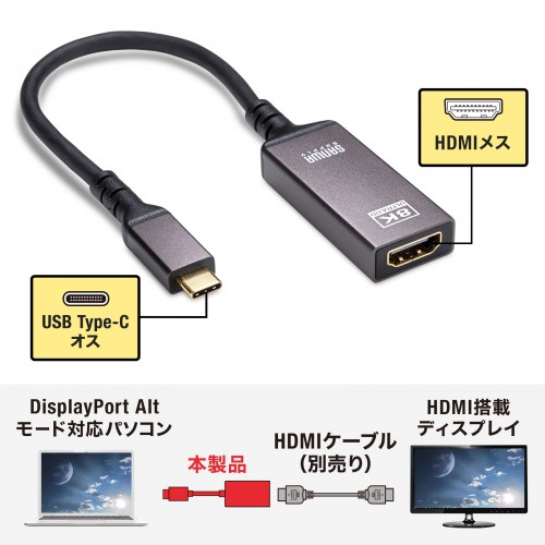 AD-ALCHDR03 / USB Type-C-HDMI変換アダプタ(8K/60Hz/HDR対応)