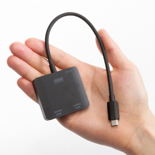 AD-ALCMST2HDPD / USB Type-CーHDMI変換アダプタ（2ポート/4K/PD対応）