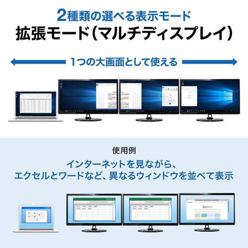 AD-DP14MST3HD / DisplayPort MSTハブ(DPver1.4) 3ポートHDMI