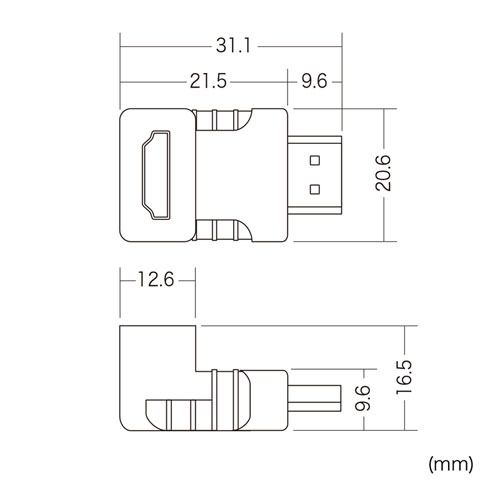 AD-HD05LU / HDMIアダプタ　L型（上）