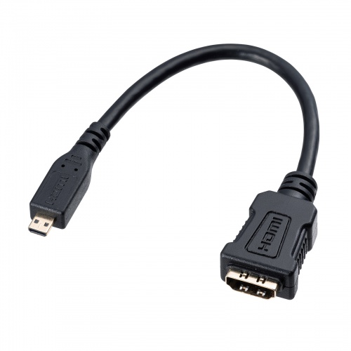 AD-HD20MCK【HDMI変換アダプタ（マイクロHDMI・ブラック・0.1m）】HDMIオスコネクタを、マイクロHDMIオスコネクタに変換する変換アダプタ。ブラック・0.1m。  | サンワサプライ株式会社