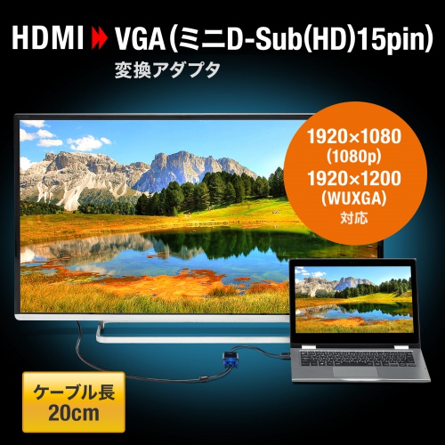 AD-HD24VGA / HDMI-VGA変換アダプタ（HDMI Aオス-VGAメス）