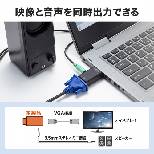 AD-HD25VGA【HDMI-VGA変換アダプタ（オーディオ出力付き）】HDMI