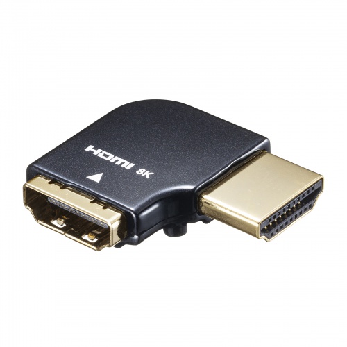 AD-HD28LYR【HDMIアダプタ L型（右）】HDMI機器裏側のケーブル配線をスッキリさせる、HDMI L型アングル右向きアダプタ、8K対応。  | サンワサプライ株式会社