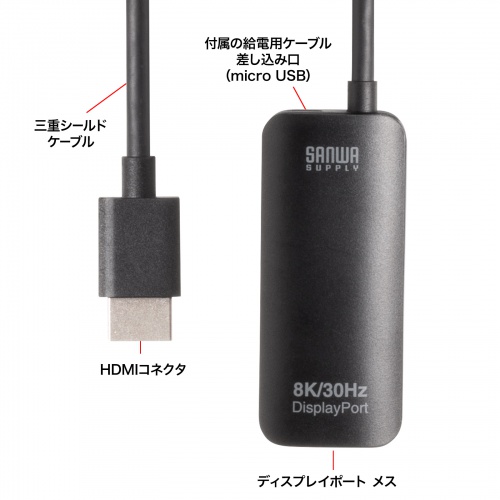 AD-HD32DP / HDMI-DisplayPort変換アダプタ（8K/30Hz）