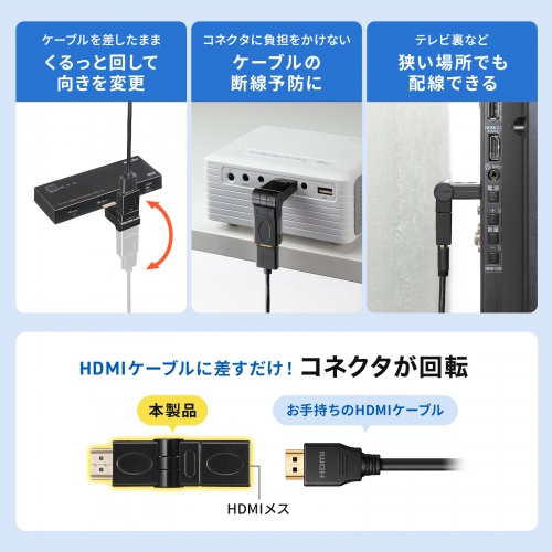 AD-HD35【HDMIコネクタ（3Dタイプ）】狭所でも自由自在に方向調整