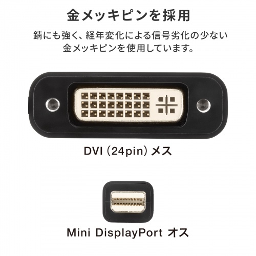 AD-MDPDVA02 / Mini DisplayPort-DVI変換アダプタ（Activeタイプ）