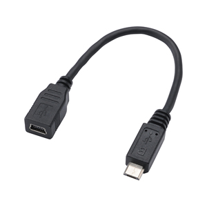 AD-USB17【マイクロUSB変換アダプタ（マイクロBオス-ミニBメス・ブラック）】ミニUSBケーブルをスマートフォンなどのマイクロUSB ケーブルに変換。ブラック。｜サンワサプライ株式会社