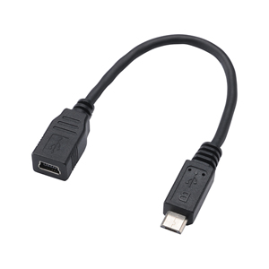 AD-USB17 / マイクロUSB変換アダプタ(マイクロBオス-ミニBメス・ブラック)
