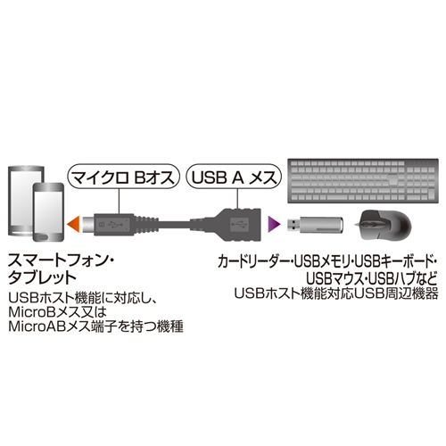 AD-USB18 / USBホスト変換アダプタケーブル（MicroBオス-Aメス・ブラック・10cm）