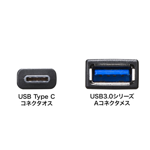 AD-USB26CAF / Type-C USB A変換アダプタケーブル（ブラック・7cm）