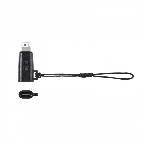 AD-USB30LCFBK / USB Type-C to Lightning変換アダプタ（MFi認証・ストラップ付き・ブラック）
