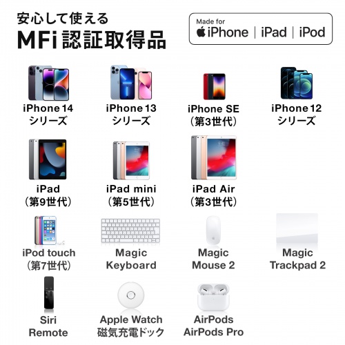 AD-USB30LCFBK / USB Type-C to Lightning変換アダプタ（MFi認証・ストラップ付き・ブラック）