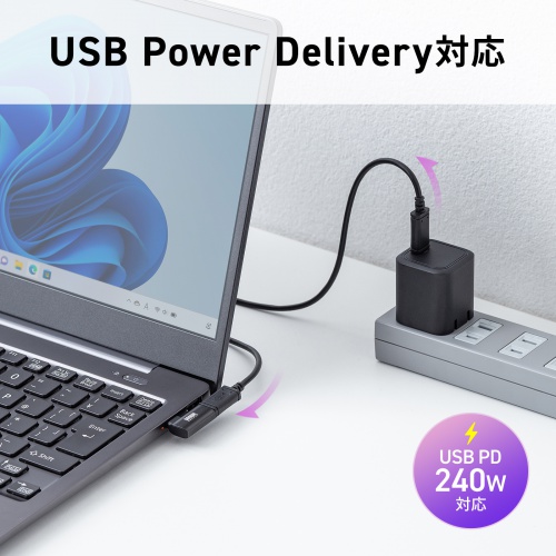 AD-USB35CCFLY / Type-C変換アダプタ(CtoC・L字横挿し・40Gbps・240W)