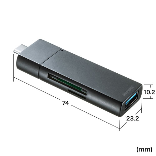 ADR-3TCMS7BKN / Type-Cコンパクトカードリーダー(USB　1ポート付き)