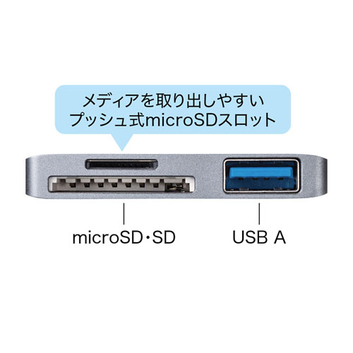 便利なプッシュ式microSDスロット