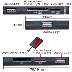 ADR-ML8HR / USB2.0HUB付きカードリーダー（レッド）