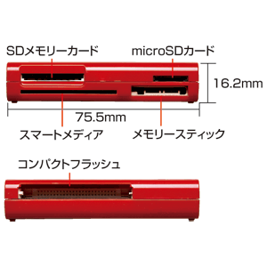 ADR-MLT25R / USB2.0 マルチカードリーダライタ（レッド）