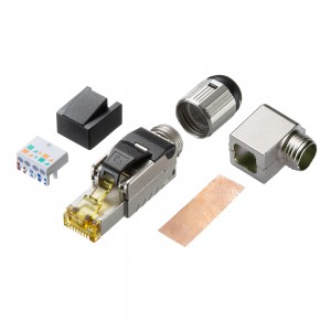 ADT-6ARJFSL / 自作用RJ-45コネクタ(L字型・カテゴリ6A・かしめ工具不要)