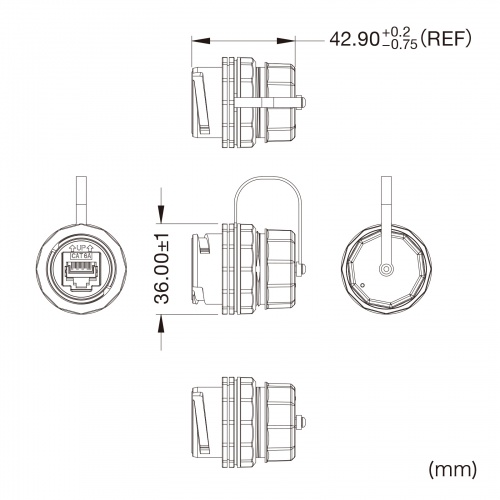 ADT-EX-6ASTPWPC / パネルマウント対応 RJ-45中継アダプタ(カテゴリ6A・STP・防水防塵)