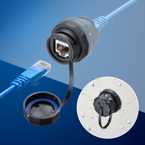 ADT-EX-6ASTPWPC / パネルマウント対応 RJ-45中継アダプタ(カテゴリ6A・STP・防水防塵)