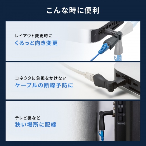 ADT-RJ6A-3D / RJ-45 回転式アダプタ（Cat6A・STP）
