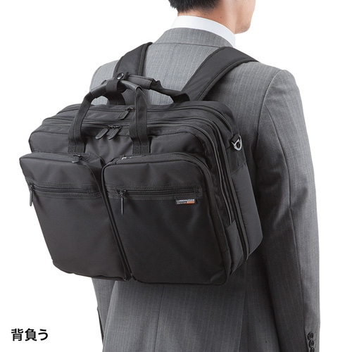 BAG-3WAY20BK / 3WAYビジネスバッグ（横背負い・出張用・ブラック）