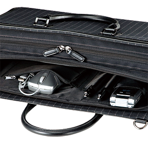 BAG-C33BK / ストライプPCバッグ(ダブル・14.1インチワイド対応・ブラック）