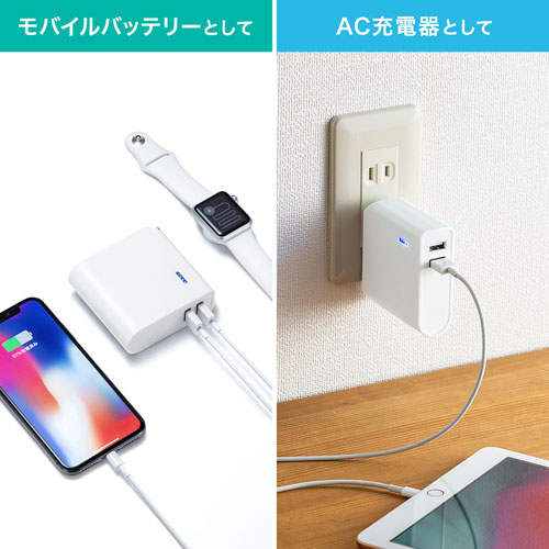 BTL-RDC17W / AC充電器一体型モバイルバッテリー（5200mAh）