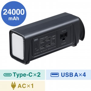 サンワサプライ モバイルバッテリー(24000mAh・AC100W・PD65W)の商品画像