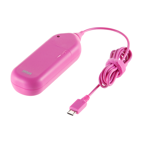 BTN-DC3MCP【スマートフォン用電池式充電器（ピンク）】買ってすぐ使える！単三アルカリ乾電池2本付属のスマートフォン用電池式充電器。ピンク。 |  サンワサプライ株式会社