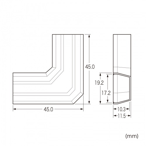 CA-KK17MWL / CA-KK17MW用ケーブルカバー（幅17mm、L型、ミルキーホワイト）