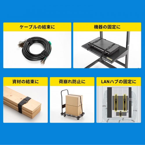 CA-MF10BK / 面ファスナー結束バンド(幅25mm・長さ3m・黒・専用カン付き)