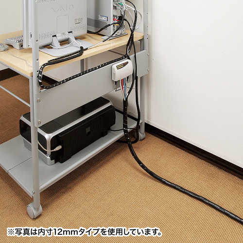 CA-SP6BK / ケーブルタイ（スパイラル・ブラック）2m巻き・内寸直径6mm