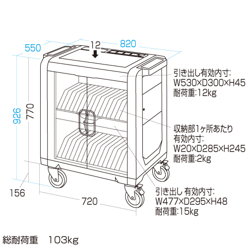 CAI-CAB10-32 / iPad・タブレットトロリー(32台収納)