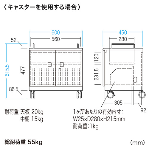 CAI-CAB103W / タブレット収納キャビネット（20台収納）