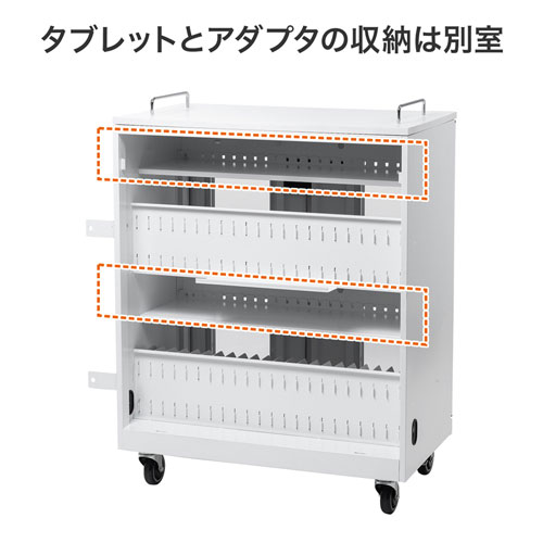 CAI-CAB107 / タブレット収納保管庫(14インチ対応・44台収納・鍵付き・床固定、壁固定対応)