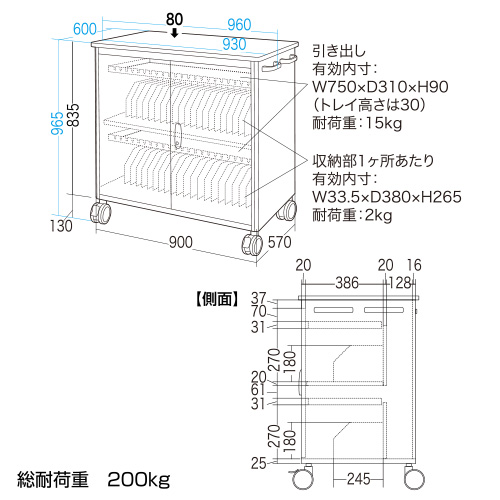 CAI-CAB13W / タブレット40台収納保管庫